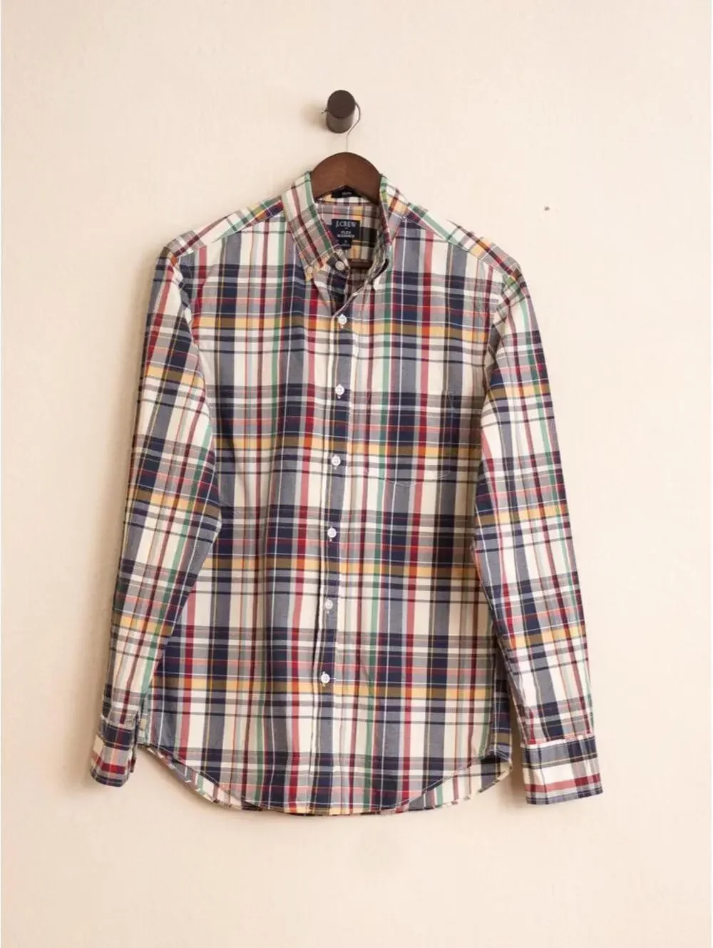 J.Crew Flex Washed Multicolor Plaid Button Down Shirt Men’s Small Slim